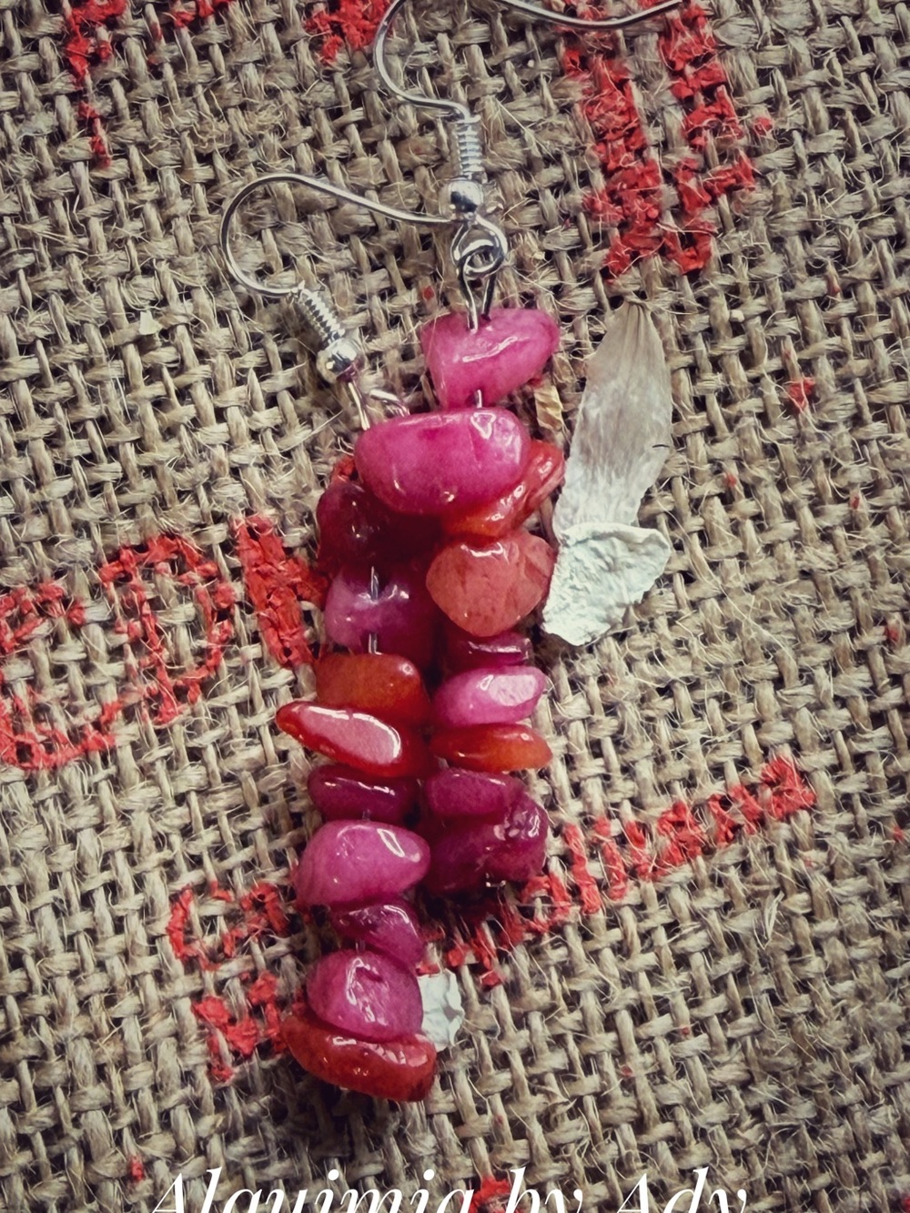 Untreated Ruby Pink and Red Chip Drop Earrings